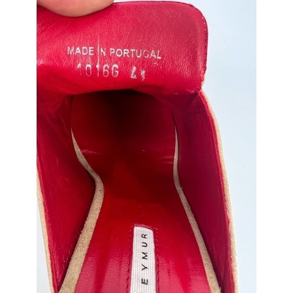 DORATEYMUR Munise Designer Beige Suede Mules Pumps Block Heel EU 41 / US 11 - Picture 9 of 11